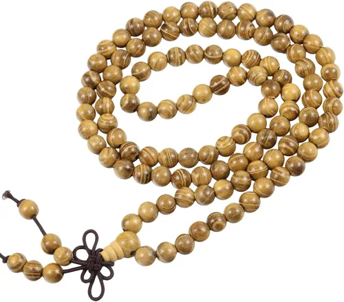 Miniatura 4 de TUMBEELLUWA Pulsera de 0.236 in con 108 cuentas de madera de oración de Mala para unisex, budista tibetano, meditación, rosario, estilo envolvente