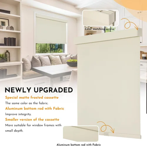 Miniatura 30 de Persilux Persianas enrollables opacas inalámbricas para ventanas, parada libre con cenefa, persianas de tela con aislamiento térmico, protección UV