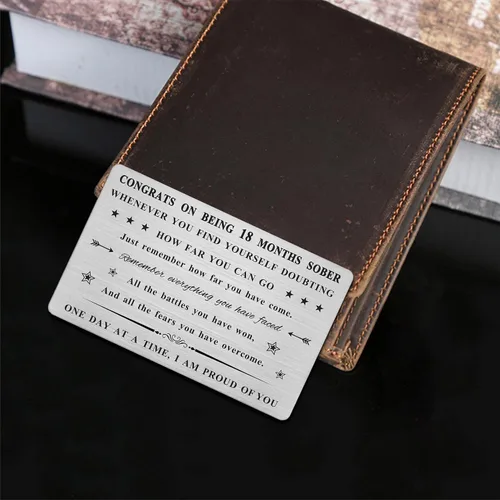 Miniatura 5 de Emideary Regalos de sobriedad de 18 meses para hombres y mujeres, 18 meses sobrios grabados para billeteras, regalo de 540 días limpio y sobrio