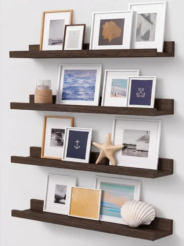 Miniatura 12 de Forbena Estante de repisa negra para fotos, estantes flotantes con borde para pared, estantes de pared pequeños para baño, dormitorio, cocina