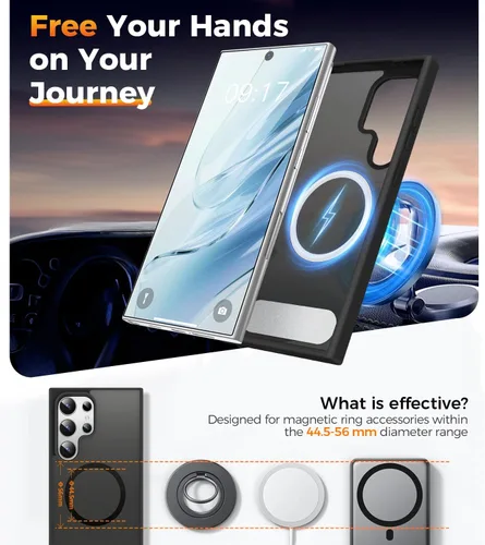 Miniatura 4 de Reukdnv Funda magnética para Galaxy S24 Ultra con soporte de metal duradero, protección contra caídas de grado militar, compatible con MagSafe