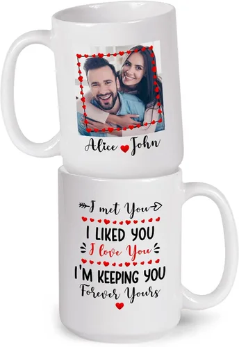 Miniatura 16 de A True Love Story Never Ever Taza, regalos de boda, regalos de pareja con foto personalizada para él y ella, taza de café con imagen de pareja, taza