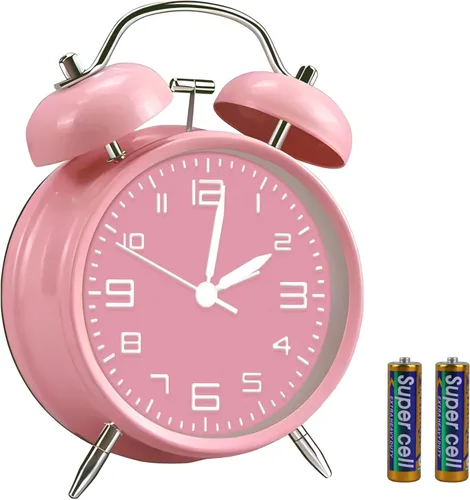 Miniatura 11 de pxy Lindo y seguro reloj despertador para niños alimentado por batería (batería incluida), reloj despertador analógico súper silencioso analógico