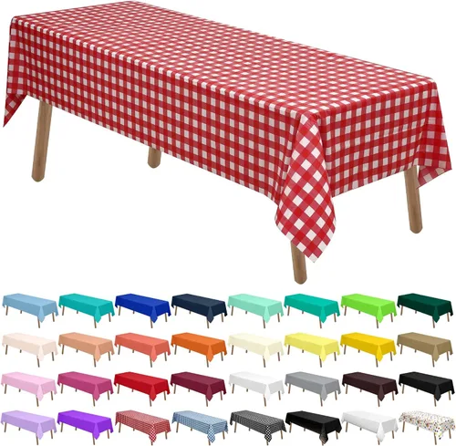 Miniatura 19 de Manteles de Plástico Azul Claro Paquete de 2 Cubiertas de Mesa Desechables 54 x 108 Pulgadas Manteles para Baby Shower Fiesta PEVA Manteles Azul