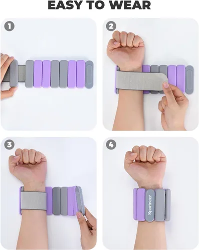 Miniatura 8 de Sportneer 2025 - Juego de pesas ajustables para muñeca y tobillo para mujeres y hombres - 1 par (1 lb/2 lb cada una) Juego de pulseras ajustables
