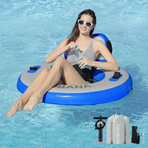 CALOBANA Anillo Flotante Redondo Inflable Hamaca de Agua Flotadores de Río de Alta Resistencia Flotadores de Lago para Adultos Plataforma de Isla