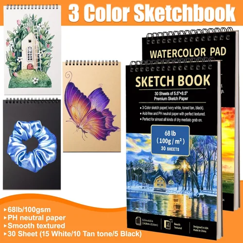 Miniatura 7 de Drawdart Art Supplies - Juego de lápices de dibujo, 76 unidades, kit de dibujo profesional con cuaderno de bocetos y bloc de acuarela, incluye