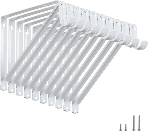Miniatura 10 de HOME MASTER HARDWARE Soportes de Barra de Armario de Servicio Pesado, Soporte de Estantes de Armario Montados en la Pared con Soporte de Estantería