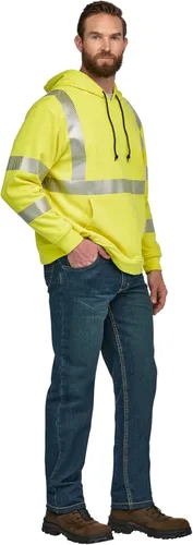 Miniatura 4 de Bulwark FR Men's Hi-Visibility Pullover Hooded Fleece Sweatshirt, Yellow/Green