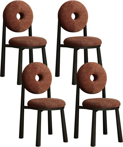 Miniatura 10 de Donut Dining Chairs,Makeup Chair,Kitchen Room Chairs Nordic Back, Dining Room with Metal Legs,Living Room Chair for Home Bedroom Cream Wind Brownish