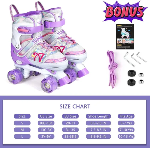 Miniatura 7 de Shine Skates - Patines ajustables de 4 tamaños con ruedas iluminadas para niñas, adolescentes, patines de exterior para principiantes y avanzados