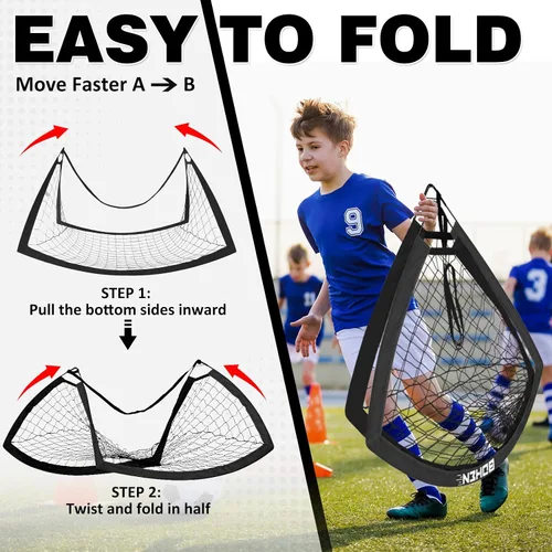 Miniatura 4 de BOHEN Kids Soccer Goals for Backyard, 6x4 / 9x5 FT Portable, Foldable and Stable Soccer Nets with Carry Bag Suitable for Youth and Adults for