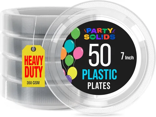 Miniatura 43 de Exquisite Party Solids - Platos de plástico naranja para suministros de fiesta, platos desechables de 10 pulgadas, 50 piezas, juego de vajilla