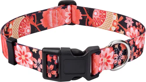 Miniatura 2 de Mihqy - Collar de perro, patrones geométricos florales, tribales, bohemios, collar de estilo étnico, suave y ajustable, para perros pequeños, Flor