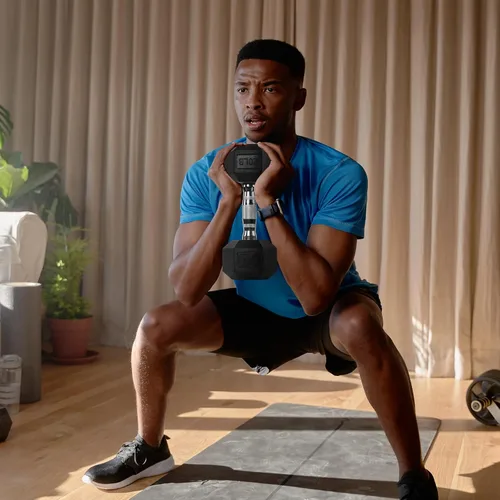 Miniatura 8 de RitFit Juego de mancuernas hexagonales con revestimiento de goma de 5 a 780 libras con estante para gimnasio en casa, entrenamiento de fuerza
