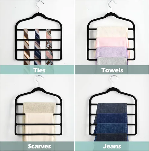 Miniatura 3 de Percha para pantalones de terciopelo que ahorra espacio, antideslizante, Myfolrena, percha para pantalones y pantalones cortos, múltiples perchas