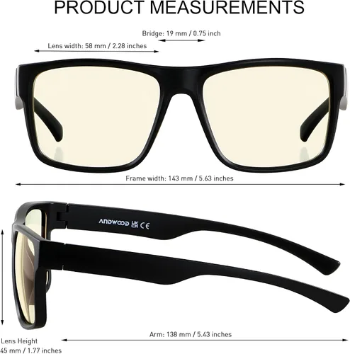 Miniatura 7 de ANDWOOD Gafas de bloqueo de luz azul para hombres y mujeres, para computadora, TV, juegos, recubiertos, lentes para mejorar el sueño, producir