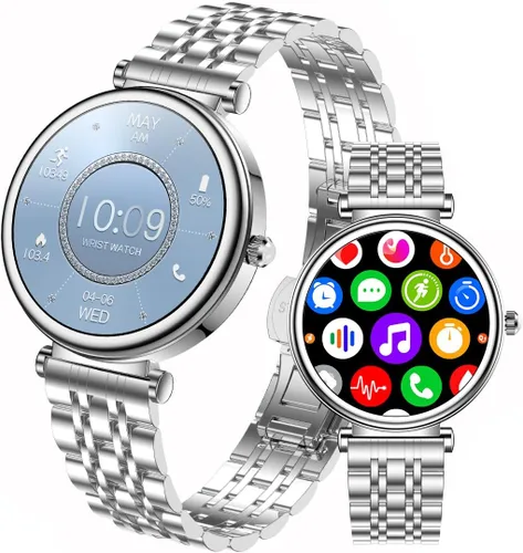 Reloj inteligente para mujeres con pantalla a color de 3.23 cm, impermeable, rastreador de actividad física, oro rosa, reloj inteligente para