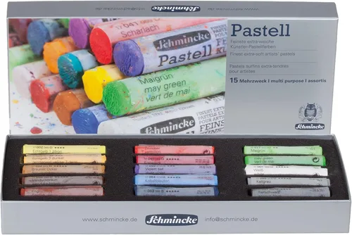 Miniatura 12 de Schmincke - Pastel, Set de 100 colores, 77 100 097, caja de madera con 100 lápices pastel, pasteles hechos a mano, brillante, terciopelo mate