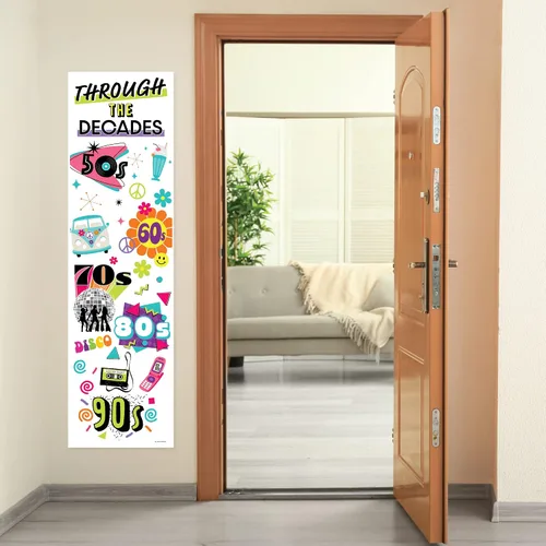 Miniatura 5 de Big Dot of Happiness A través de las décadas – Decoración de puerta delantera de fiesta de los años 50, 60, 70, 80 y 90, pancarta vertical