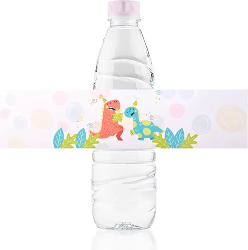 50 etiquetas para botellas de agua con temática de dinosaurio, envoltorios autoadhesivos para botellas de agua con hojas de dinosaurio, calcomanías