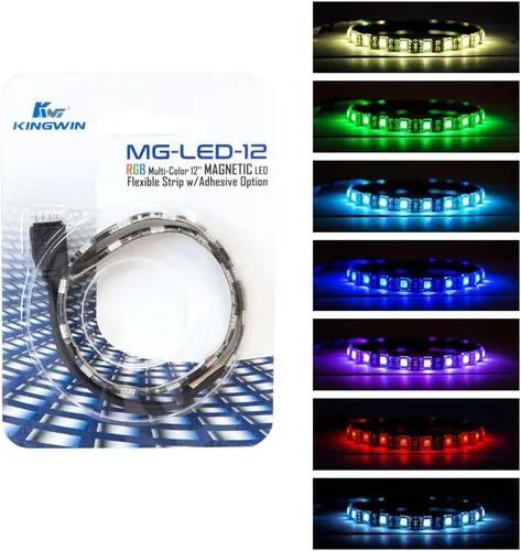 Miniatura 14 de Kingwin KRGB-LED-12 Tira de luces LED RGB, tira de luz LED para carcasa de computadora, PC, laptop, hogar, oficina e iluminación de fondo. Tira
