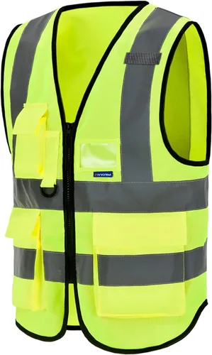 Miniatura 8 de A-SAFETY chaleco reflectante de alta visibilidad para hombres, Amarillo