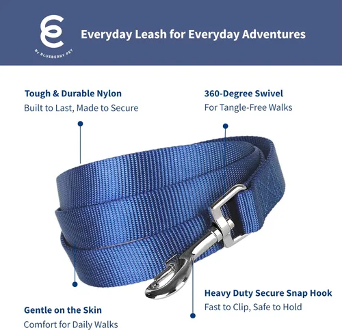Miniatura 81 de Blueberry Pet Essentials - Correa de perro azul cambray para perros medianos - 5' * 3/4" Correa de nailon resistente Correa ligera