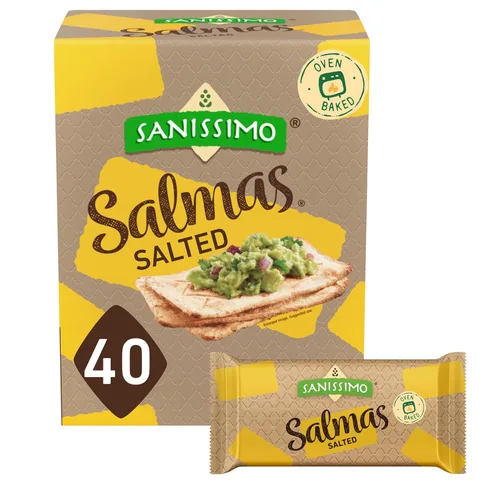Sanissimo Salmas Saladas, 40 paquetes de 3 Galletas, Galletas de Maíz Horneadas al Horno, Sin Gluten, Sin GMO, Certificadas Kosher
