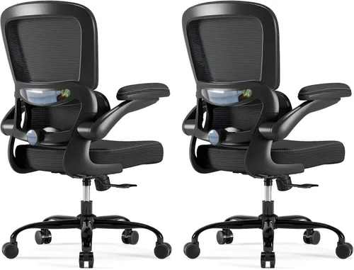 Miniatura 17 de TRALT Silla de oficina ergonómica, silla de escritorio con soporte lumbar ajustable, silla de computadora cómoda de malla con reposabrazos Rosa
