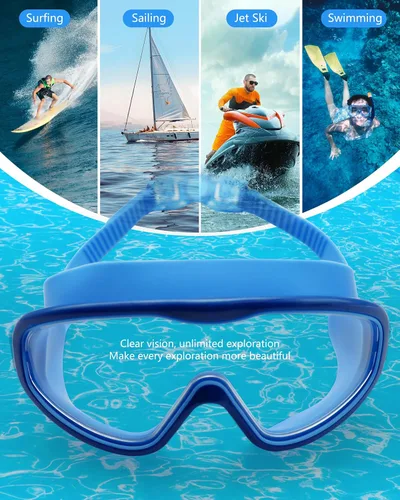 Miniatura 3 de Gafas de natación para adultos, paquete de 2 gafas de natación antivaho con protección UV con correas ajustables, gafas de natación de silicona a