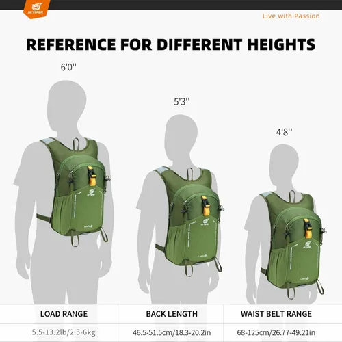 Miniatura 2 de SKYSPER Mochila de senderismo pequeña – Mochila de viaje de 15 L, ligera, resistente al agua, mochilas de senderismo para mujeres y hombres