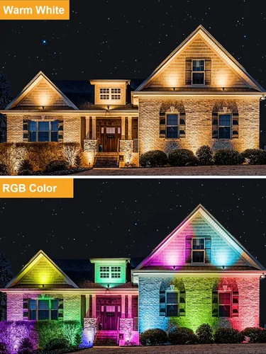 Miniatura 7 de ZUCKEO Focos de Navidad LED para exteriores, para patio, luces RGB de paisaje de 10 W que cambian de color, foco impermeable de 120 V con enchufe