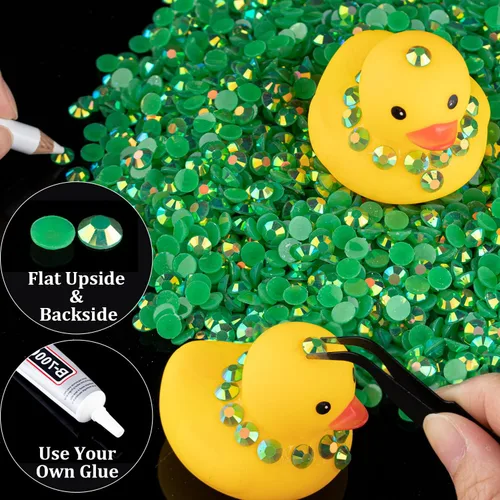 Miniatura 5 de 5000 piezas de diamantes de imitación de resina de 0.118 pulgadas a granel, color verde oscuro AB con parte trasera plana, diamantes de imitación