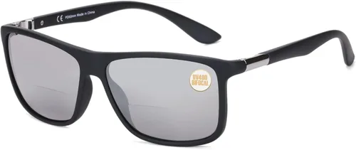 Miniatura 7 de Missfive Lentes de sol bifocales de lectura para hombre, con protección UV para lectores de sol en exteriores, lejanos y cercanos, anteojos clásicos