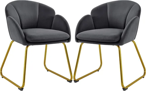 Miniatura 13 de Yaheetech Silla de terciopelo para sala de estar, sillón en forma de flor con patas doradas, silla lateral tapizada para tocador, sala de estar