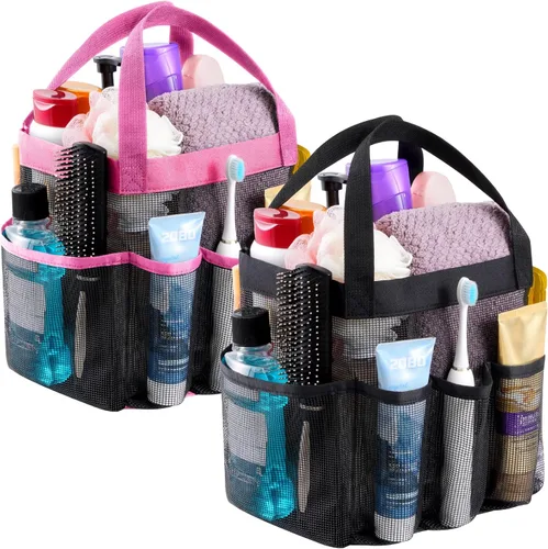 Miniatura 14 de Lifewit Organizador de ducha de malla portátil para dormitorio universitario con 7 bolsillos, cesta organizadora colgante independiente, bolsa