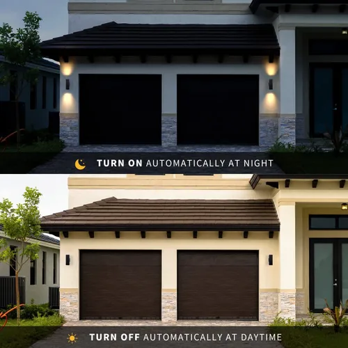 Miniatura 4 de mirrea Moderna luz de porche para exteriores, luz de patio en 2 luces, sensor de fotocélula del atardecer al amanecer con tubo rectangular