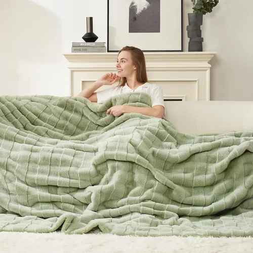 Miniatura 28 de Cozy Bliss Manta mullida de piel sintética para sofá, cama, sala de estar, 50 x 60 pulgadas