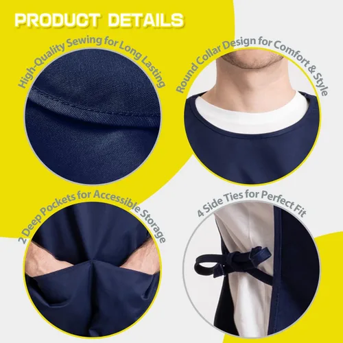 Miniatura 3 de ROTANET Delantal de zapatero con 2 bolsillos profundos, unisex, impermeable, para pintura, limpieza, artista, para mujeres, hombres, adultos