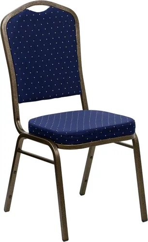 Miniatura 15 de Flash Furniture HERCULES Series - Silla apilable para banquetes con respaldo de corona en tela negra con estampado, marco de vena plateada Tela