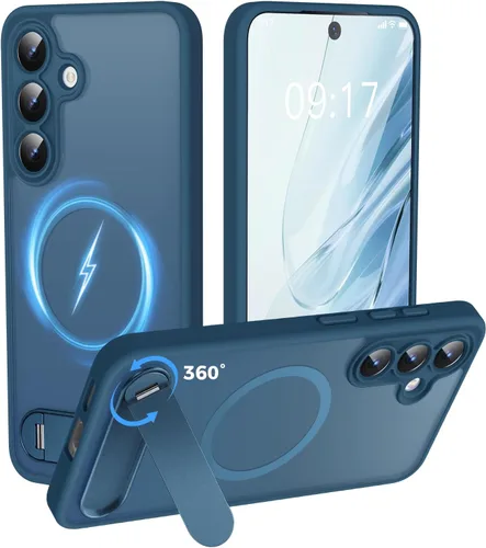 Miniatura 16 de Reukdnv Funda magnética para Galaxy S24 Ultra con soporte de metal duradero, protección contra caídas de grado militar, compatible con MagSafe