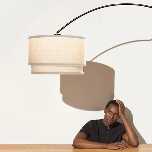 Miniatura 6 de Brightech Mason - Lámpara de pie de arco, lámpara de pie de esquina moderna con pantalla de tambor colgante única para sala de estar - Luz curva