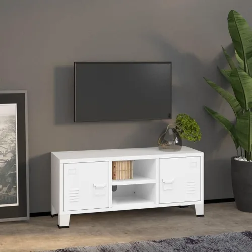 Miniatura 11 de Cabient de almacenamiento de metal de estilo industrial con 2 estantes, archivador de acero blanco con 6 puertas para oficina en casa, garaje