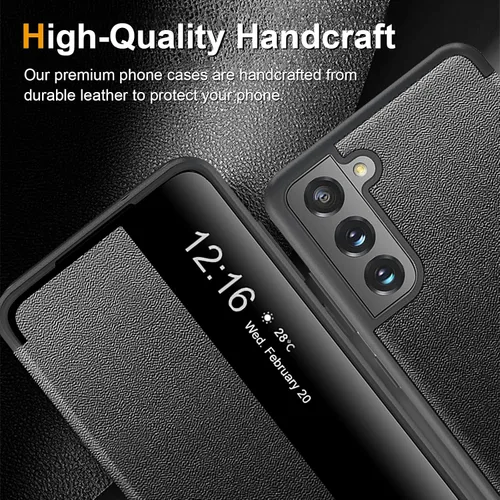 Miniatura 3 de Funda Flip para Samsung Galaxy S21 FE, Vista S, Folio Transparente Translúcido con Vista Clara 360 Grados, Funda Protectora de Cuerpo Completo