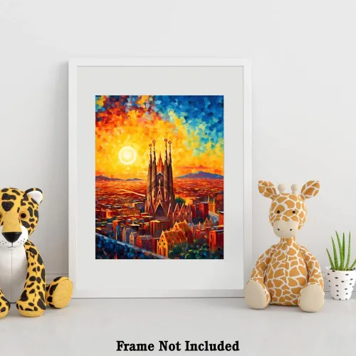 Miniatura 4 de Bestbuddy Pet 8x10 sin marco noche estrellada inspirada Sagrada Familia Barcelona España sitio histórico católico punto de referencia mundial Europa