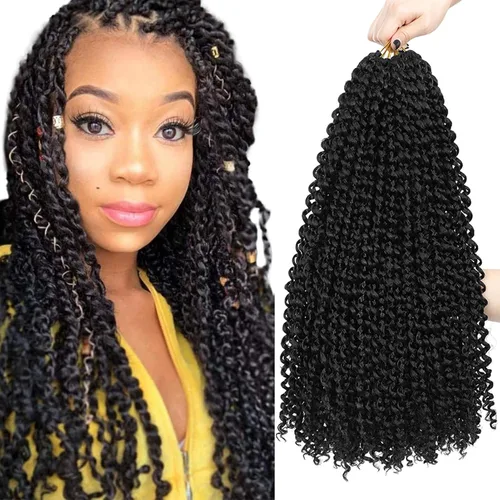 Miniatura 16 de Dorsanee Cabello Passion Twist Ombré de 18 pulgadas, 6 paquetes, Cabello de Ganchillo Water Wave, Cabello Largo Bohemio Rizado para Trenzar