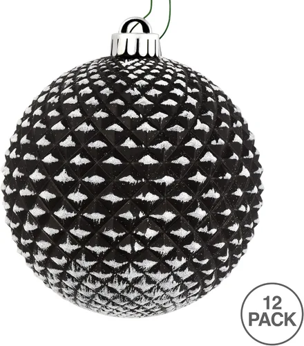 Miniatura 3 de Vickerman Adorno de bola de purpurina Durian negra de 2.75 pulgadas. Incluye 12 adornos por paquete.