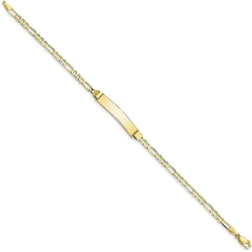 Miniatura 2 de 10k Yellow Gold Figaro Link ID Bracelet For Women