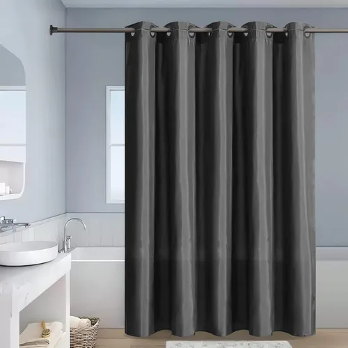 Miniatura 4 de Furlinic Cortina de ducha sin ganchos de 36x72 pulgadas, cortina de poliéster de baño de estilo hotelero, cortina de ducha pequeña y estrecha